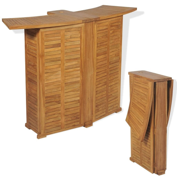 Set masa bar pliabila + 2 scaune bar pliabile, pentru terasa, din lemn de tec, Alissia Natural, L155xl53xH105 cm (6)