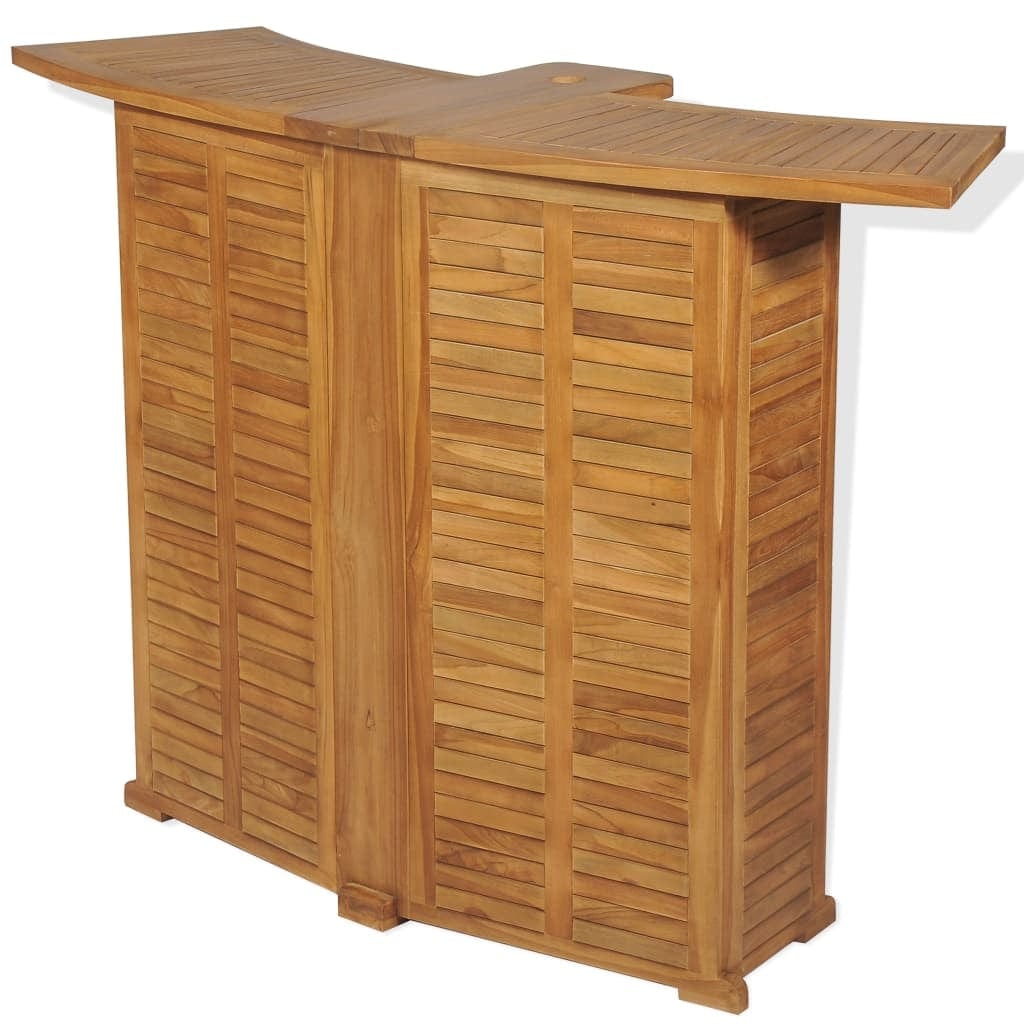 Set masa bar pliabila + 2 scaune bar pliabile, pentru terasa, din lemn de tec, Alissia Natural, L155xl53xH105 cm (5)