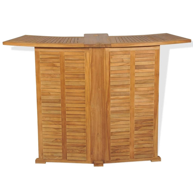 Set masa bar pliabila + 2 scaune bar pliabile, pentru terasa, din lemn de tec, Alissia Natural, L155xl53xH105 cm (2)