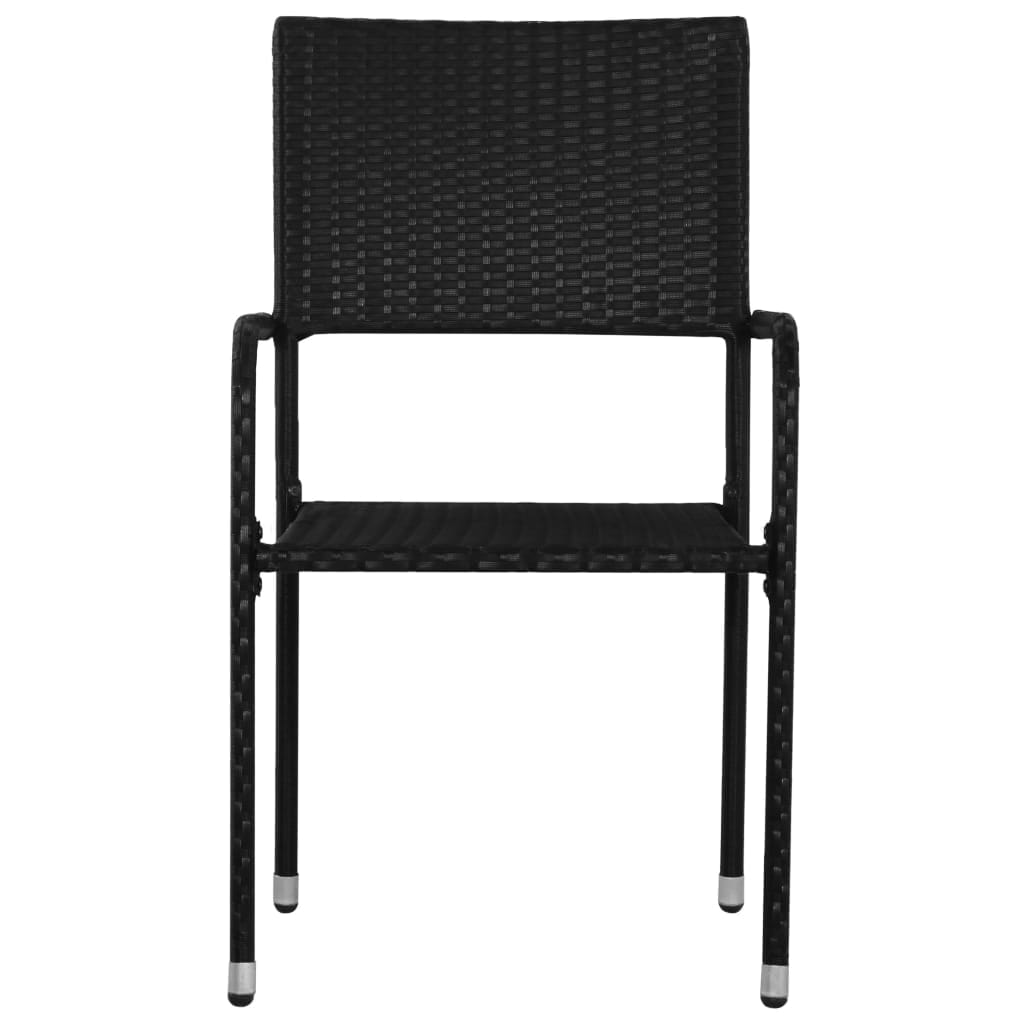 Set masa + 2 scaune pentru gradina / terasa, din sticla, ratan sintetic si metal, Ellis Negru, L80xl80xH74 cm (7)