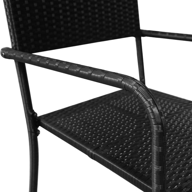 Set masa + 2 scaune pentru gradina / terasa, din sticla, ratan sintetic si metal, Ellis Negru, L80xl80xH74 cm (9)