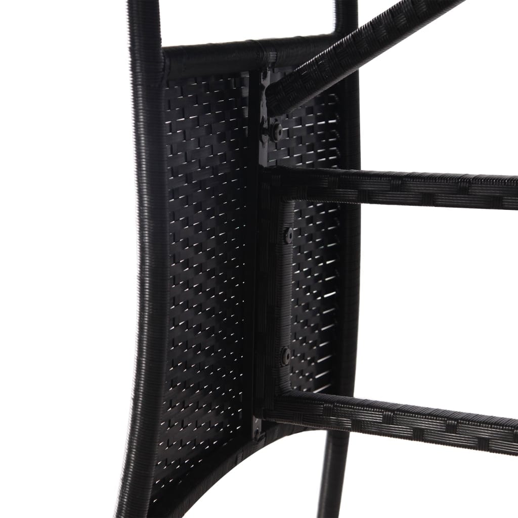 Set masa + 2 scaune pentru gradina / terasa, din sticla, ratan sintetic si metal, Ellis Negru, L80xl80xH74 cm (5)