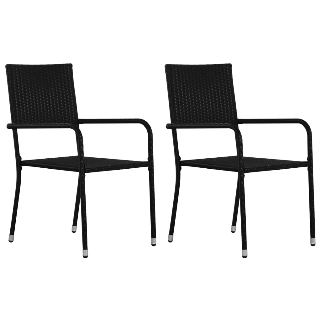 Set masa + 2 scaune pentru gradina / terasa, din sticla, ratan sintetic si metal, Ellis Negru, L80xl80xH74 cm (8)