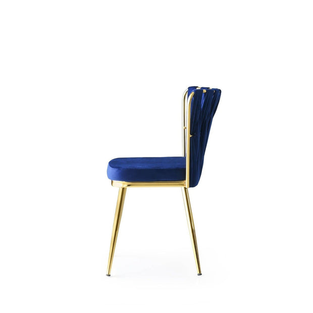 Set 2 scaune tapitate cu stofa si picioare metalice, Kusa 142 Velvet Bleumarin / Auriu, l43xA43xH82 cm (6)