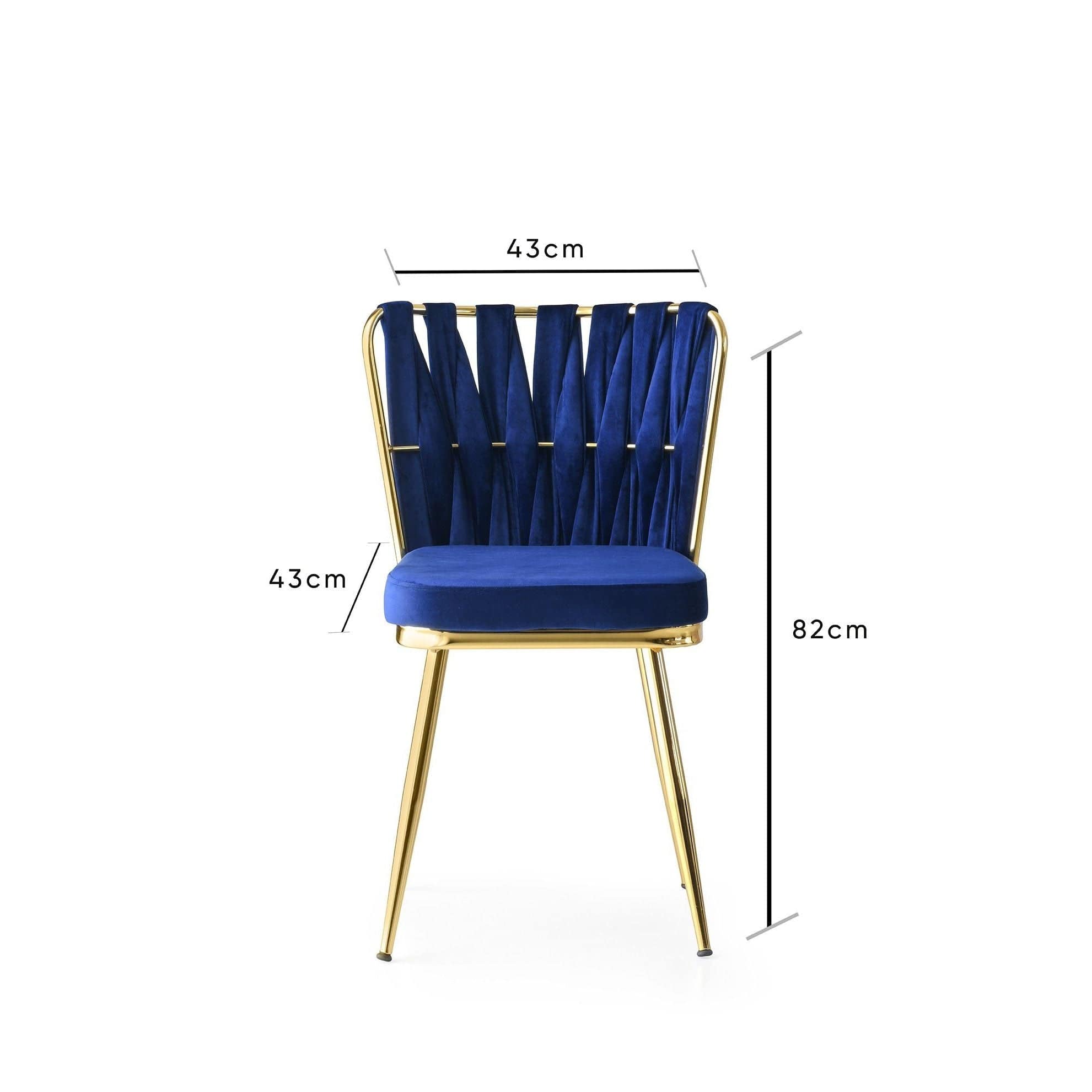 Set 2 scaune tapitate cu stofa si picioare metalice, Kusa 142 Velvet Bleumarin / Auriu, l43xA43xH82 cm (8)