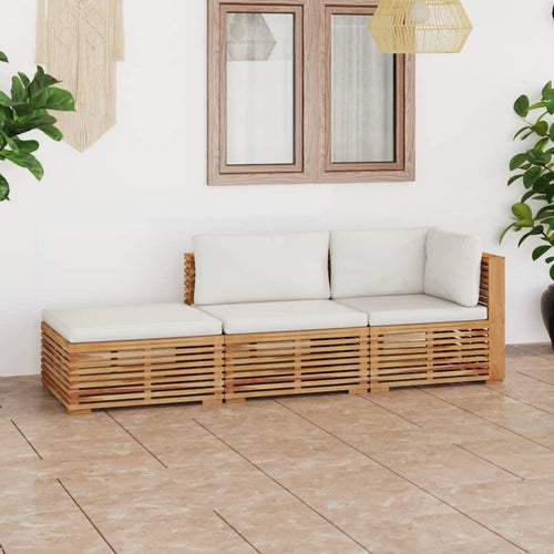 Set mobilier modular pentru gradina / terasa, Kurtis Natural / Crem, canapea 2 locuri + taburet (1)