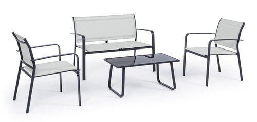 Set mobilier pentru gradina / terasa, Arent Gri Deschis / Antracit, banca 2 locuri + 2 scaune + masa de cafea