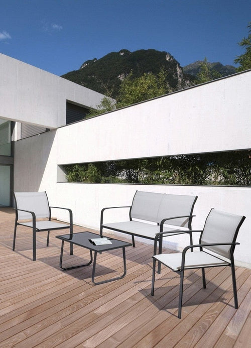 Set mobilier pentru gradina / terasa, Arent Gri Deschis / Antracit, banca 2 locuri + 2 scaune + masa de cafea (1)