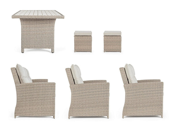 Set mobilier pentru gradina / terasa, Ariel Grej, canapea 3 locuri + masa + 2 fotolii + 2 taburete (3)