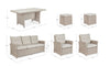 Set mobilier pentru gradina / terasa, Ariel Grej, canapea 3 locuri + masa + 2 fotolii + 2 taburete (12)