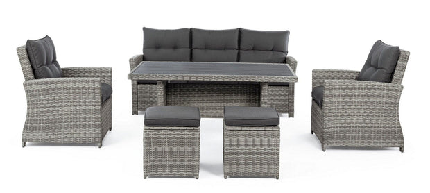 Set mobilier pentru gradina / terasa, Ariel Gri, canapea 3 locuri + masa + 2 fotolii + 2 taburete (2)