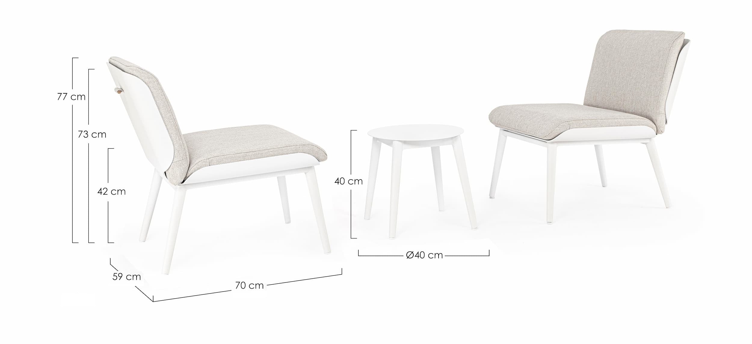 Set mobilier pentru gradina / terasa, Isabela Bej / Alb, 2 fotolii + masa de cafea (11)