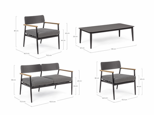 Set mobilier pentru gradina / terasa, Kaspian Antracit, canapea 2 locuri + 2 fotolii + masa de cafea (9)