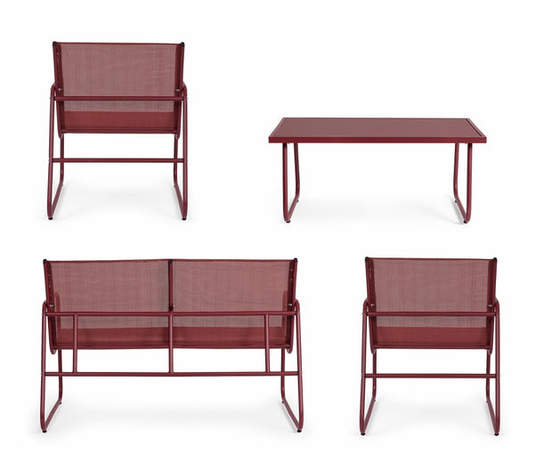 Set mobilier pentru gradina / terasa, Markus Burgundy, banca 2 locuri + 2 scaune + masa de cafea (6)