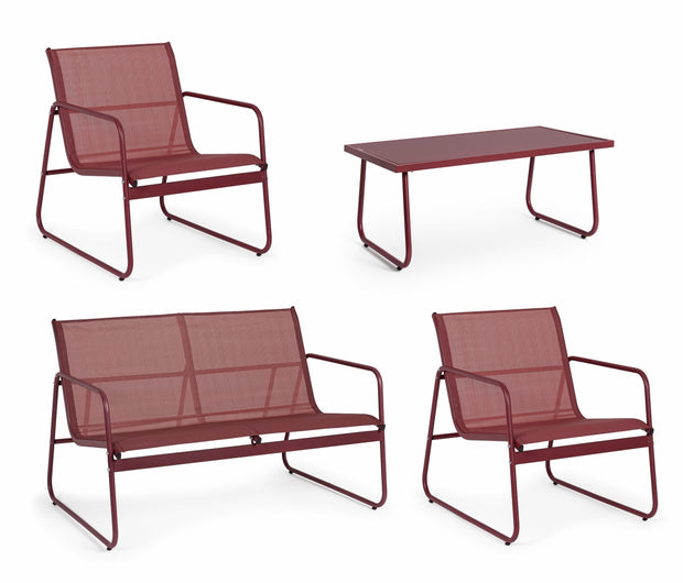 Set mobilier pentru gradina / terasa, Markus Burgundy, banca 2 locuri + 2 scaune + masa de cafea (4)