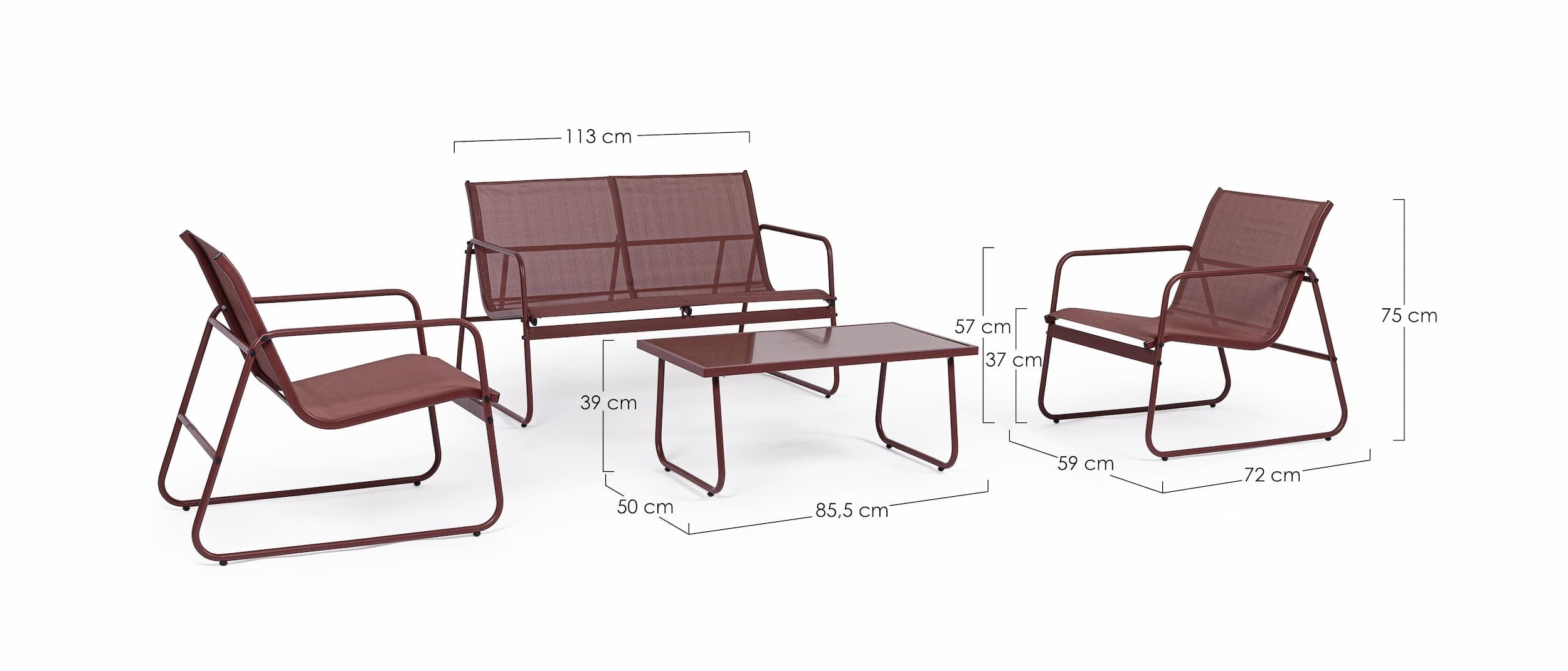 Set mobilier pentru gradina / terasa, Markus Burgundy, banca 2 locuri + 2 scaune + masa de cafea (12)