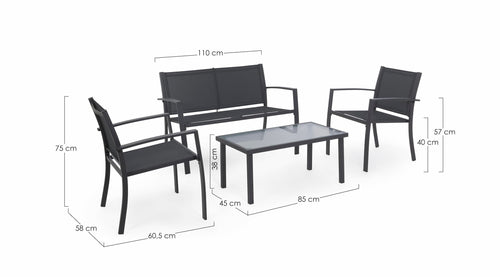Set mobilier pentru gradina / terasa, Peder Antracit, banca 2 locuri + 2 scaune + masa de cafea (1)