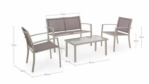 Set mobilier pentru gradina / terasa, Peder Grej, banca 2 locuri + 2 scaune + masa de cafea (1)