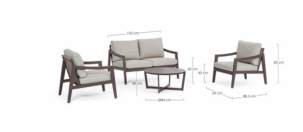 Set mobilier pentru gradina / terasa, Sirenus Coffee Gri Deschis, canapea 2 locuri + 2 fotolii + masa de cafea (10)