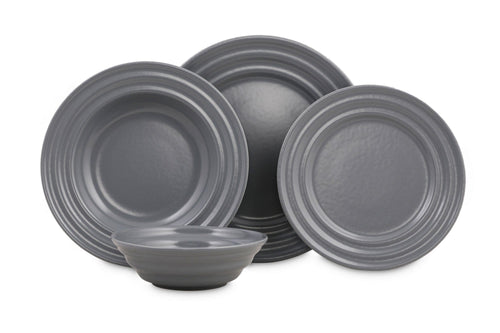 Set vesela din portelan, Bryn Dinner Gri, 24 piese