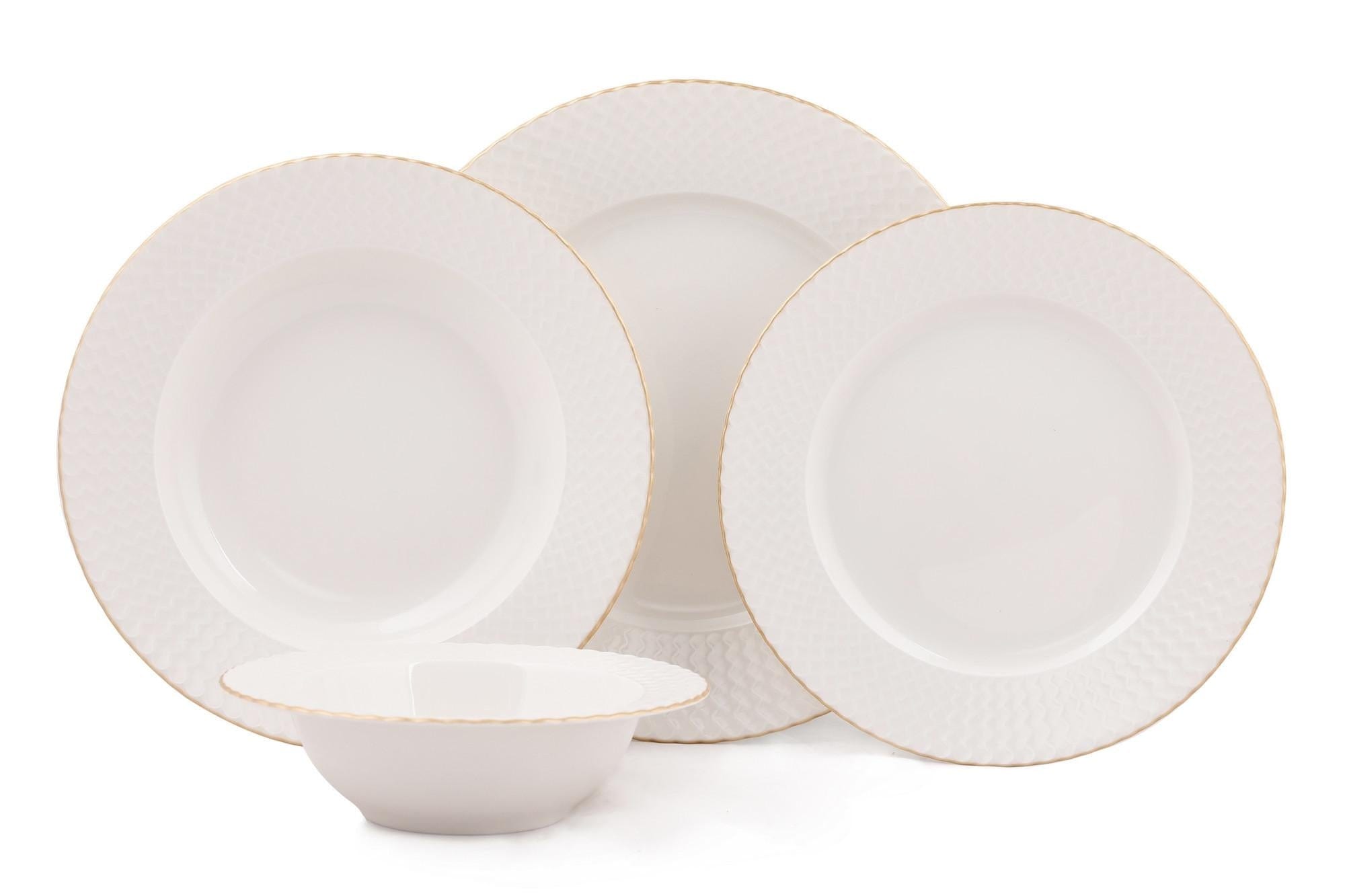 Set vesela din portelan, Ellis Dinner Alb / Auriu, 24 piese (5)