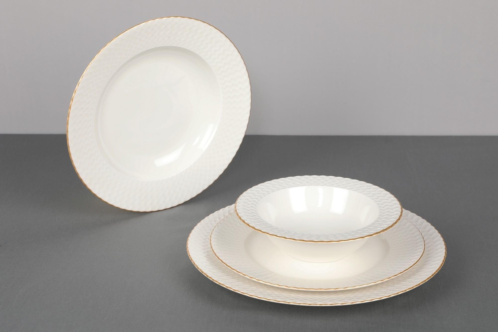 Set vesela din portelan, Ellis Dinner Alb / Auriu, 24 piese (6)