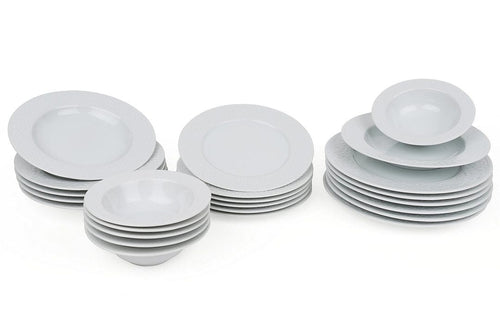 Set vesela din portelan, Taura Dinner Alb, 24 piese