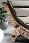 Sezlong pentru gradina / terasa, din lemn de tec si material textil, Sanur Grej / Natural, l140-150xA224xH91 cm (3)