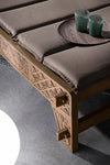 Sezlong pentru gradina / terasa, din lemn de tec si material textil, Sanur Grej / Natural, l140-150xA224xH91 cm (4)