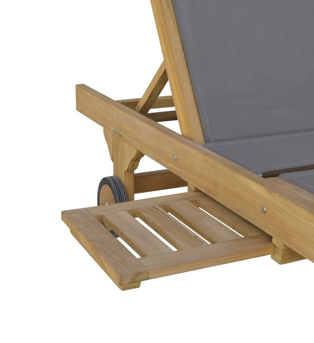 Sezlong pentru gradina / terasa, din lemn, Screen Wheels Natural / Gri, l65xA200xH90 cm (4)
