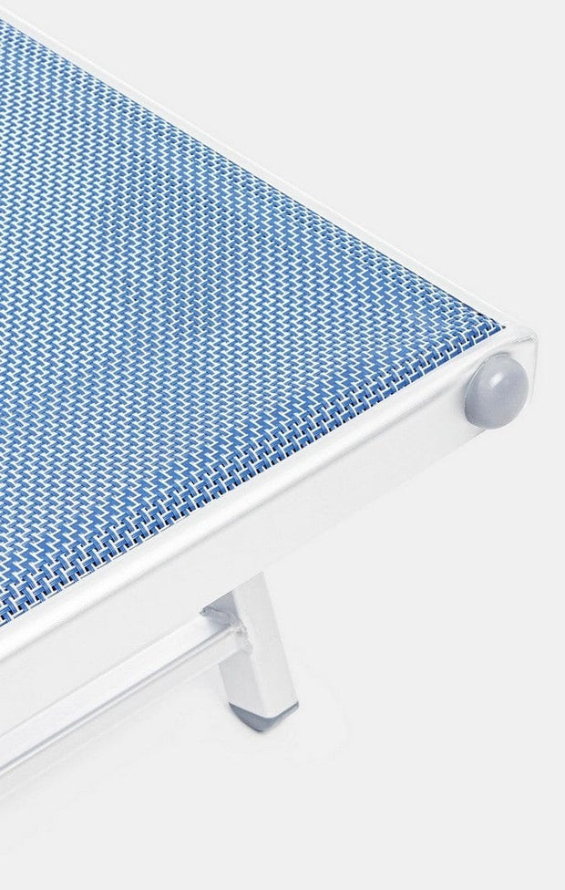 Sezlong pliabil pentru gradina / terasa, din aluminiu si material textil, Cross Text Albastru, l65xA196xH62 cm (6)