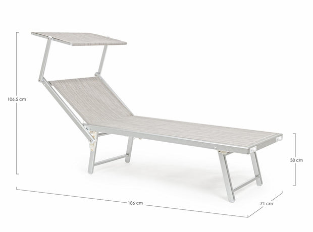 Sezlong pliabil pentru gradina / terasa, din aluminiu si material textil, Ocean Gri, l71xA186xH106,5 cm (7)