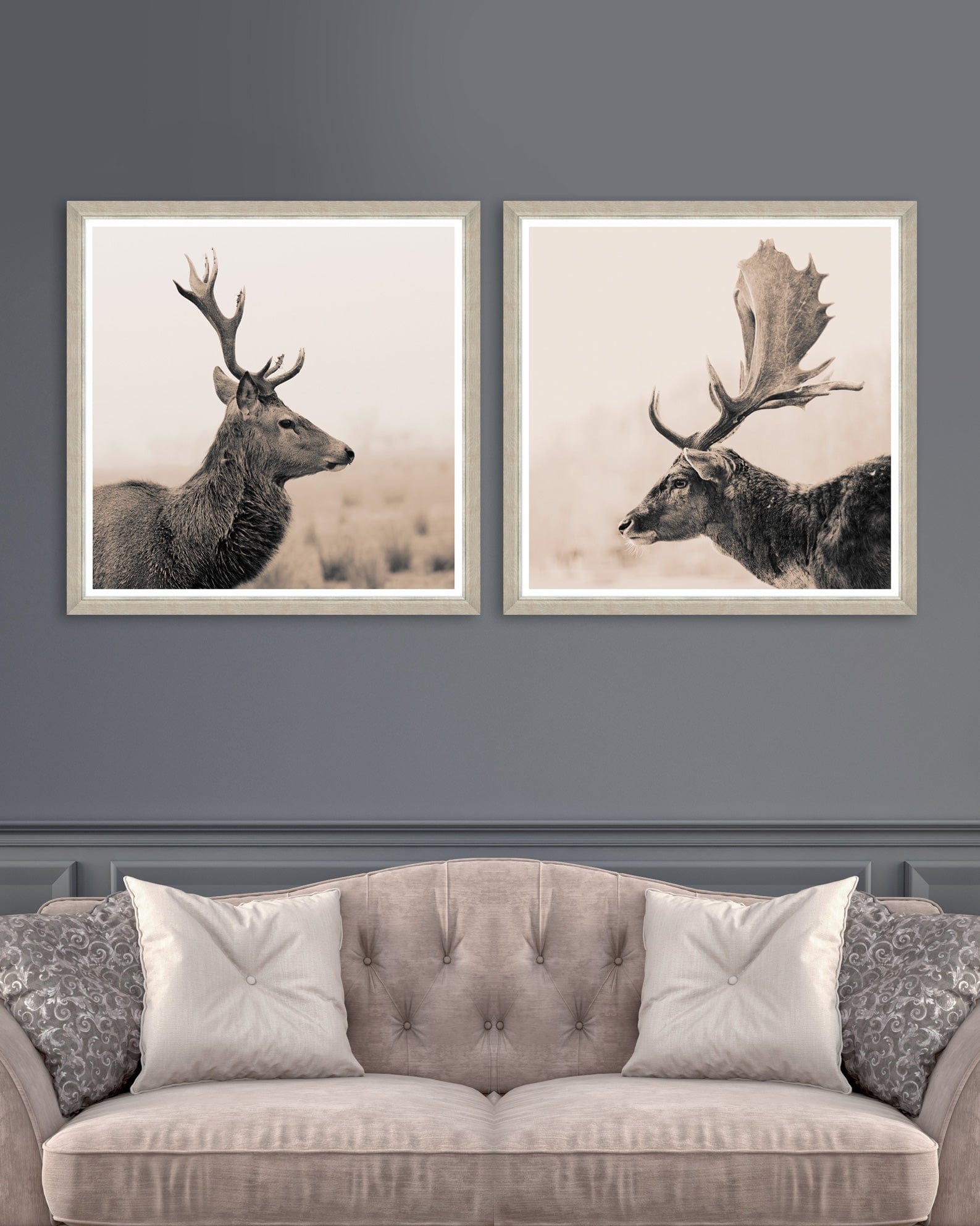 Tablou 2 piese Framed Art Stag Portraits (4)