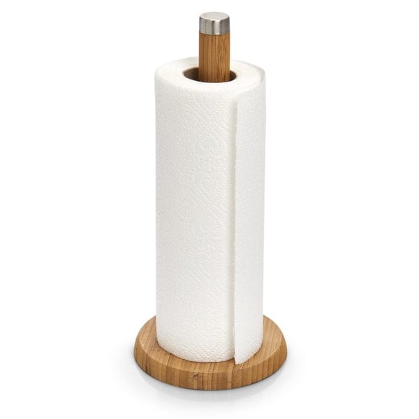 Suport din bambus si otel inoxidabil pentru role de bucatarie, Bamboo Round Natural, Ø14xH32 cm (1)