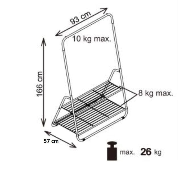 Suport din metal pentru haine si incaltaminte, Wulfric-29 Negru, l93xA57xH166 cm (5)