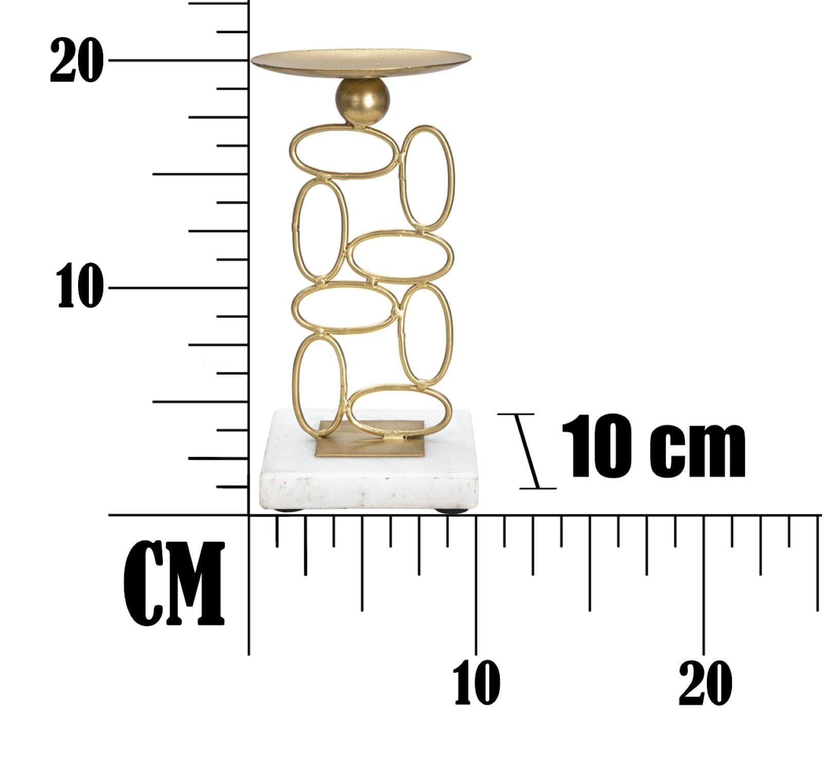 Suport lumanare din metal si marmura Bubbles Auriu / Alb, Ø10xH20 cm (6)