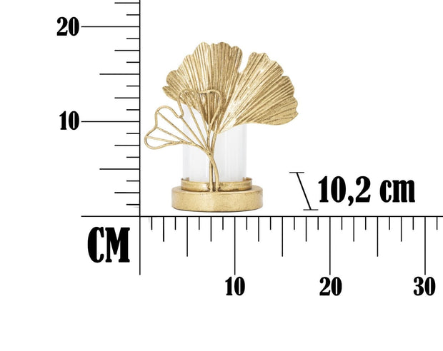 Suport lumanare din metal si sticla, Leaf Small Auriu, l17xA10,2xH18,2 cm (6)