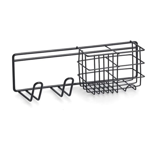 Suport metalic pentru baie, cu 2 carlige, Rack Negru, l27xA9,5xH8,7 cm