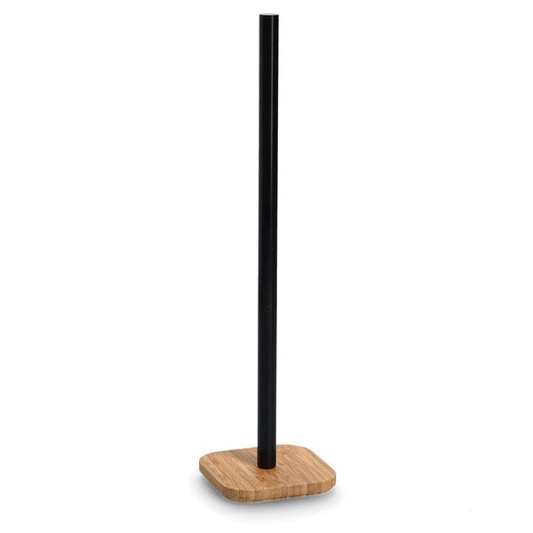 Suport pentru depozitare hartie igienica, din bambus, Bamboo Natural / Negru, L12xl12xH46 cm