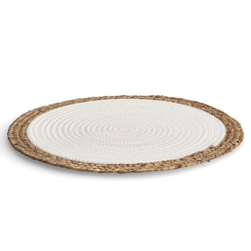 Suport vesela din frunze de porumb si bumbac, Boho Alb / Natural, Ø38 cm