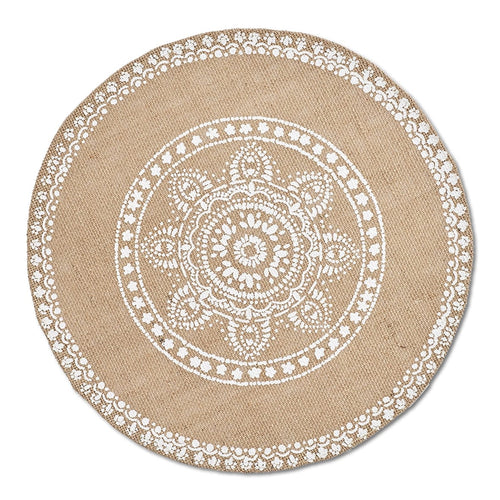 Suport vesela din in, Mandala Bej Inchis, Ø38 cm