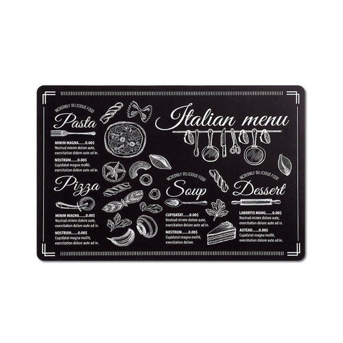 Suport vesela din PP, Placemat Italian Menu Negru, L43,5xl28,5 cm