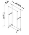 Suport extensibil din metal si plastic pentru haine si incaltaminte, Wulfric-11 Negru / Crom, l90-142xA44xH97-170 cm (1)