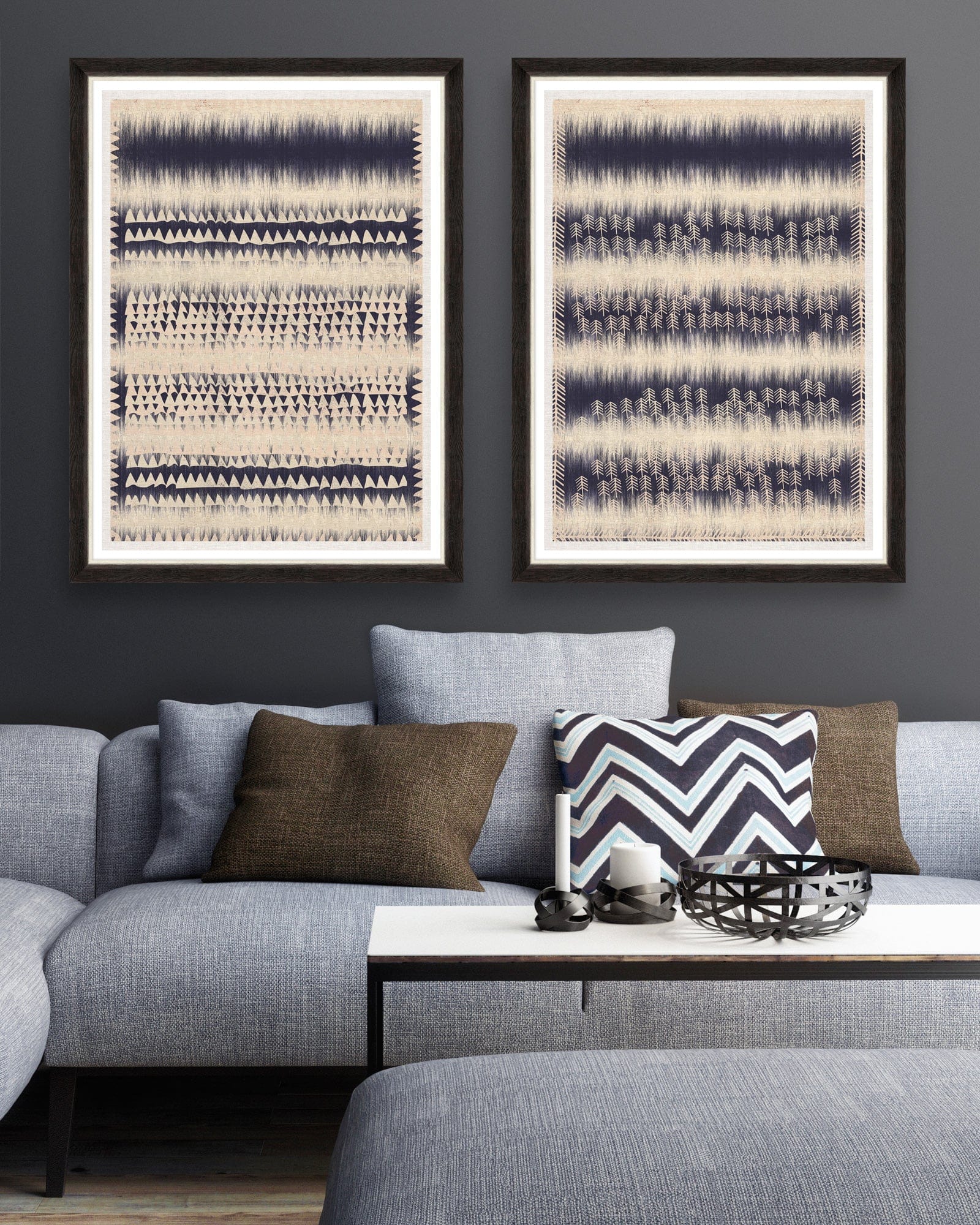 Tablou 2 piese Framed Art Indigo Patterns (1)