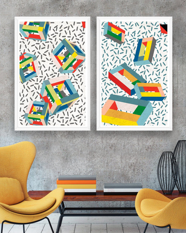 Tablou 2 piese Framed Art Memphis Cubes (3)