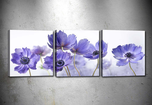 Oyo Tablou 3 piese Canvas Purple Flowers Multicolor, 90 x 30 cm