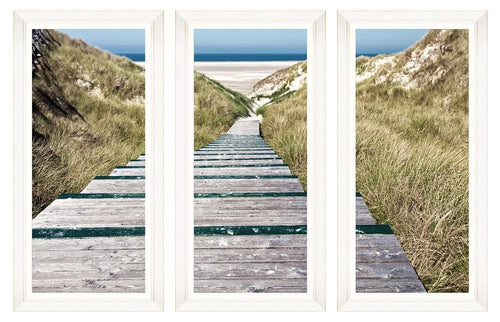 Global Art 50 x 100 cm Tablou 3 piese Framed Art Beach Alley