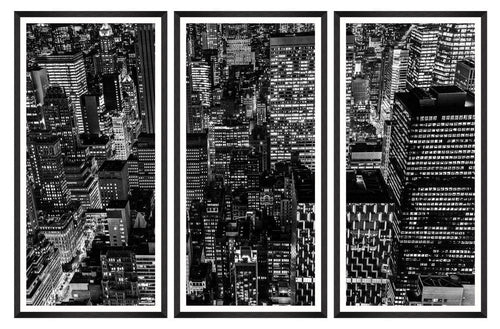 Global Art 50 x 100 cm Tablou 3 piese Framed Art Downtown Manhattan