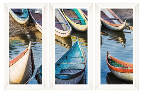 Global Art Tablou 3 piese Framed Art Fishing Boats