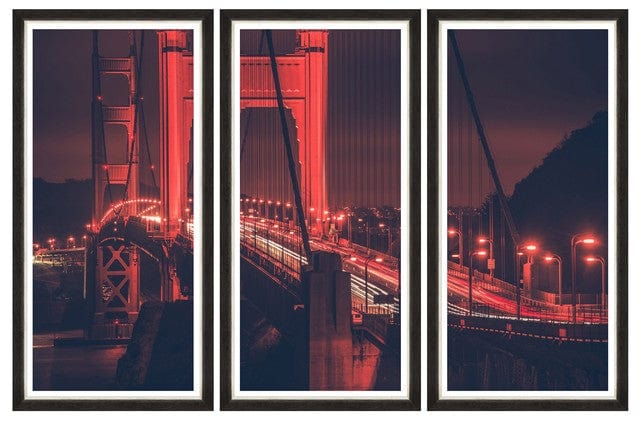 Tablou 3 piese Framed Art Golden Gate Lights Triptych